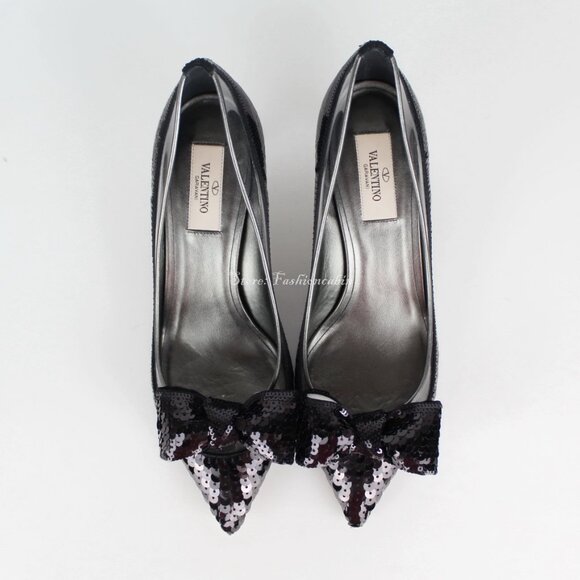 NEW VALENTINO Sequin Bow Pumps | Runway Chic for Events, Work & Date Nights - Picture 7 of 16